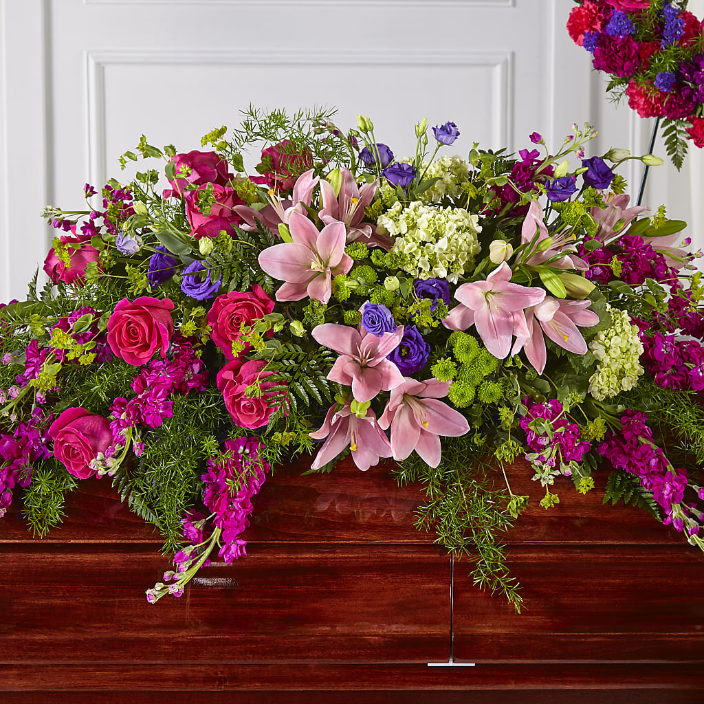 Radiant Tribute Casket Spray – The Garden By Elizabeth, Culver IN