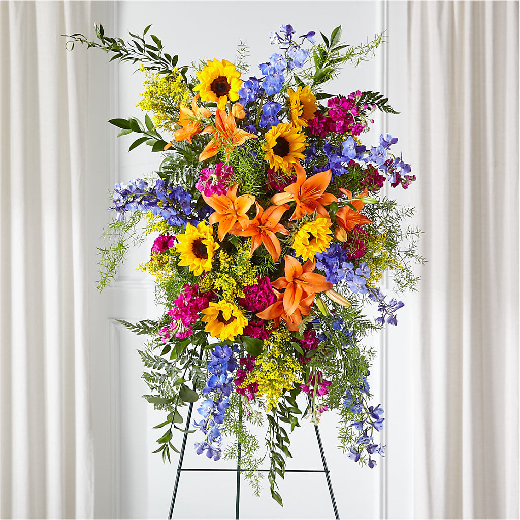 Sunlit Memories Standing Spray (Standard) – The Garden By Elizabeth, Culver IN