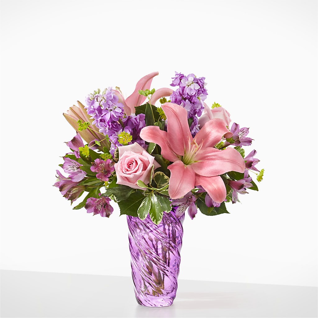 Precious Petals Bouquet with Luxe Swirl Vase