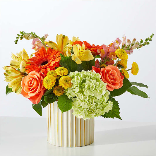 Autumn Sunshine Bouquet with Ivory Vase –  The Garden By Elizabeth, Culver IN