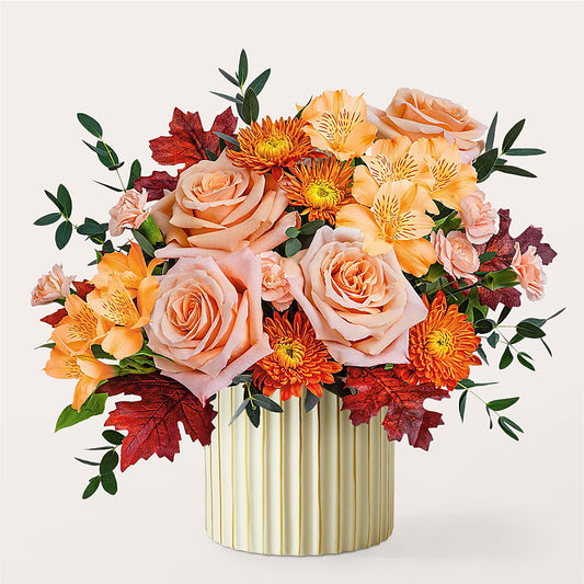 Spiced Latte Bouquet with Ivory Vase –  The Garden By Elizabeth, Culver IN